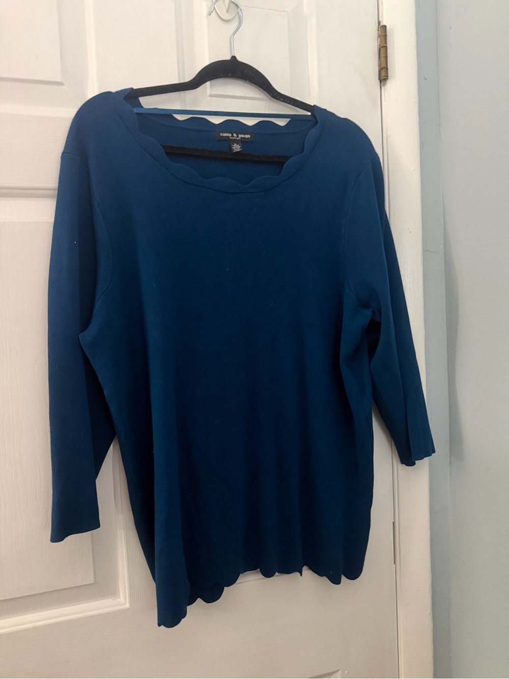 Cable & Gauge Women’s Teal Scalloped Tunic Sweater 2X